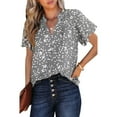 thumbnail image 3 of Women's Fashion Short Sleeve V-Neck Chiffon Blouse, 3 of 4