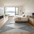 thumbnail image 3 of ODIKA 9'x12' White Black Pinstripe Design Washable Area Rug Modern Geometric Symmetry Motif Non-Shedding, Easy Care for Master Suite, California King, Under Bed, 3 of 7