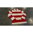 thumbnail image 4 of By Mullay Men's Striped Rugby Shirt - Long Sleeve Cotton Polo - Classic Collared Casual Golf Shirt, Red/White, L-XL, 4 of 4