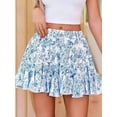 thumbnail image 2 of Mawalde Women'S Pleated - Skirt Basic Casual High Waisted - Flared Mini - Skirts Blue & White M, 2 of 5