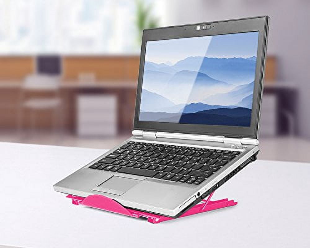 Halter Mesh Laptop Stand for Laptop / Notebook / iPad / Tablet Adjustable, Ventilated (Pink)