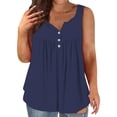 thumbnail image 1 of Duoif Débardeurs pour Femmes, Camisole d'Été pour Femmes Grande Taille Coupe Ample Col Rond à Boutons devant Haut Décontracté Hauts pour Femmes Bleu XXXXXL, 1 of 5