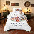 thumbnail image 3 of Manfei Watercolor Butterfly Twin Comforter Sets, Patriotic Floral 250 Print Bedding Set, White, Polka Dots Reversible 2-Piece, 1 Comforter and 1 Pillowcase, 3 of 6