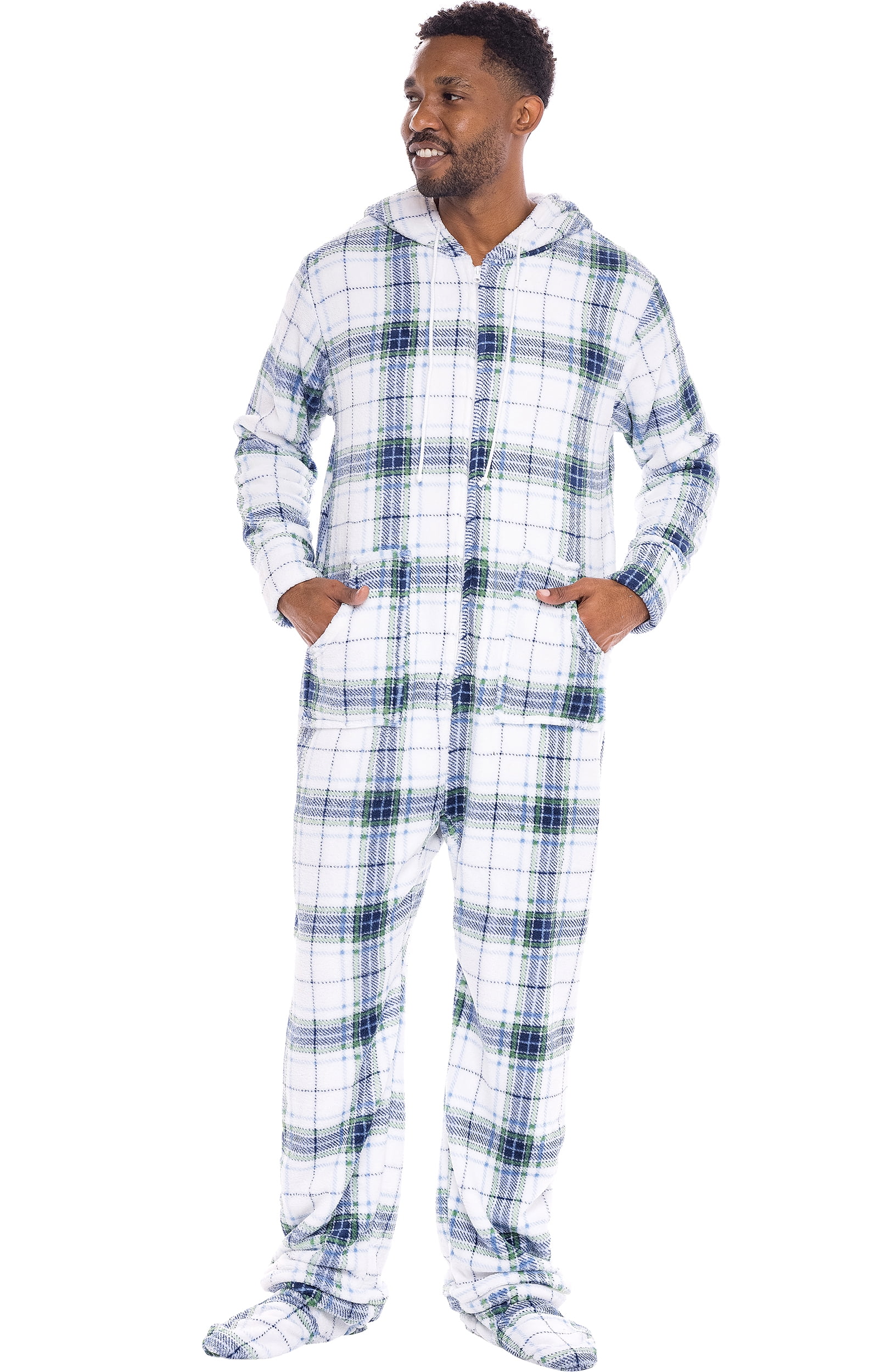 one piece footed pajamas for men