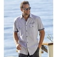thumbnail image 2 of Atlas For Men - Camisa Tropical Surf de Rayas de Popelina para Hombre (Blanco, Gris), 2 of 3