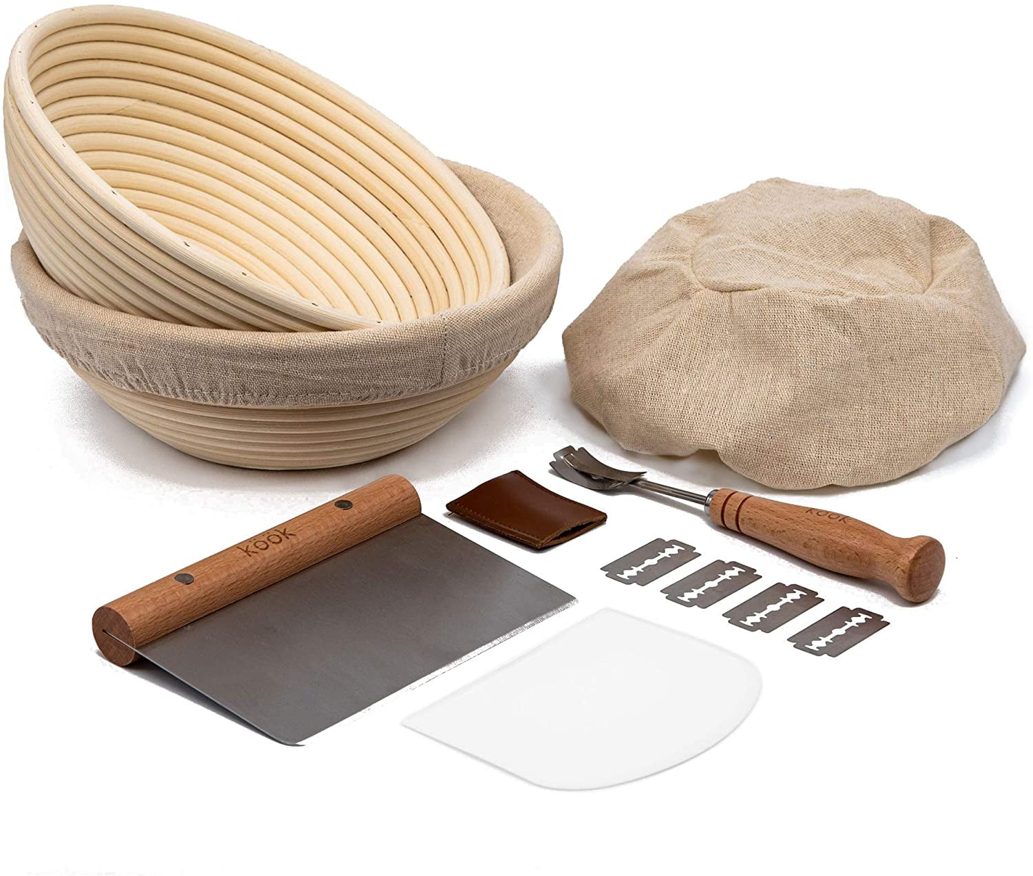 Kook 12 Piece Bread Proofing Set, with 2 Baskets