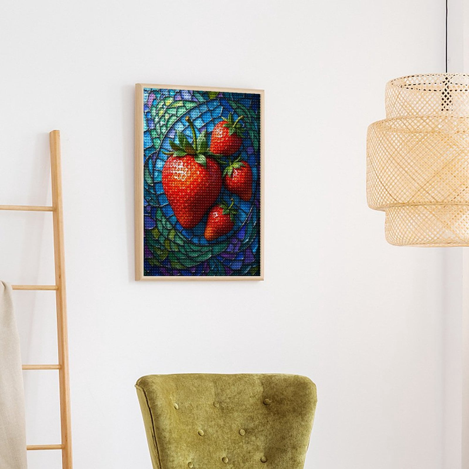Diamond Art Kits for Adults, Strawberries Mosaic Art Pattern 5D Diamond Painting Kits for Adults Beginners, DIY Full Drill Diamond Painting, Gem Art and Crafts 12x16
