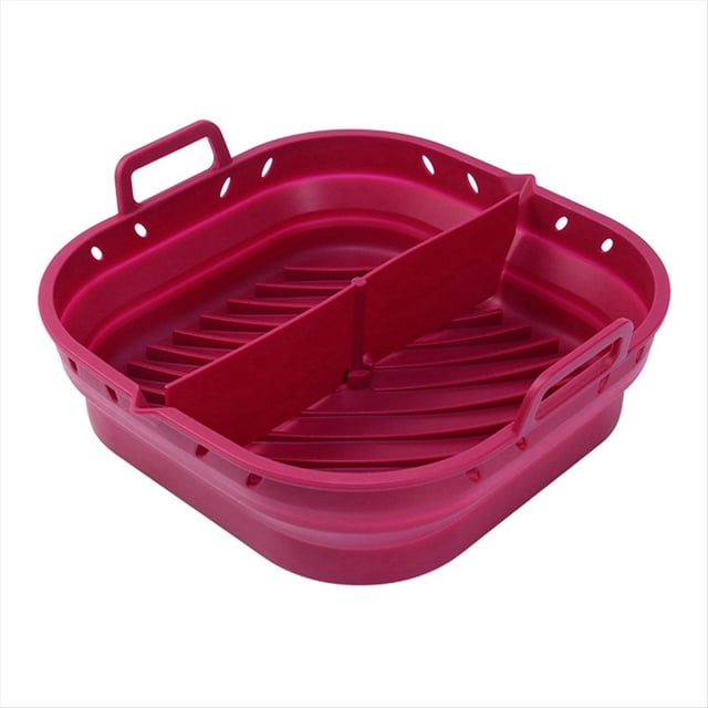 Freidora de Aire Placa de Silicona Cuadrada Reutilizable Freidora de Aire Accesorios de Cocina Herramienta Plegable para Freidora de Aire de 8,5 Pulgadas Molde para Hornear Rojo