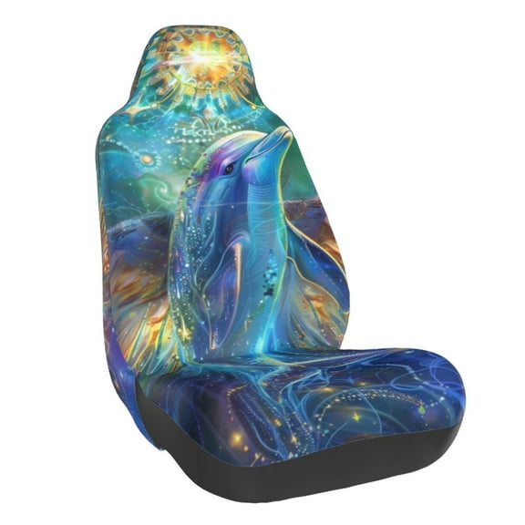 Balery Colorful Winged Dolphin Pattern Car Seat Cover - Soft & Breathable Front Premium Covers with Non-Slip Protector Fits Most Automotive, Vans, SUVs, Trucks - 1 Unit