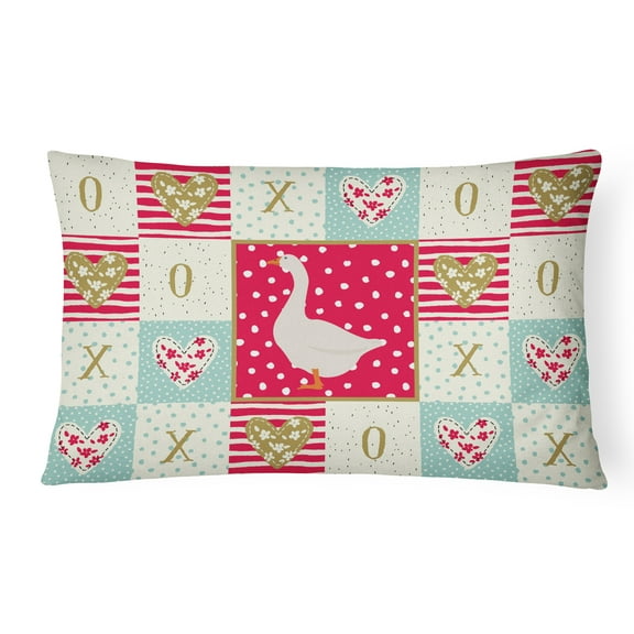 Carolines Treasures CK5319PW1216 Embden Goose Love Canvas Fabric Decorative Pillow, Red, 12H x16W, multicolor