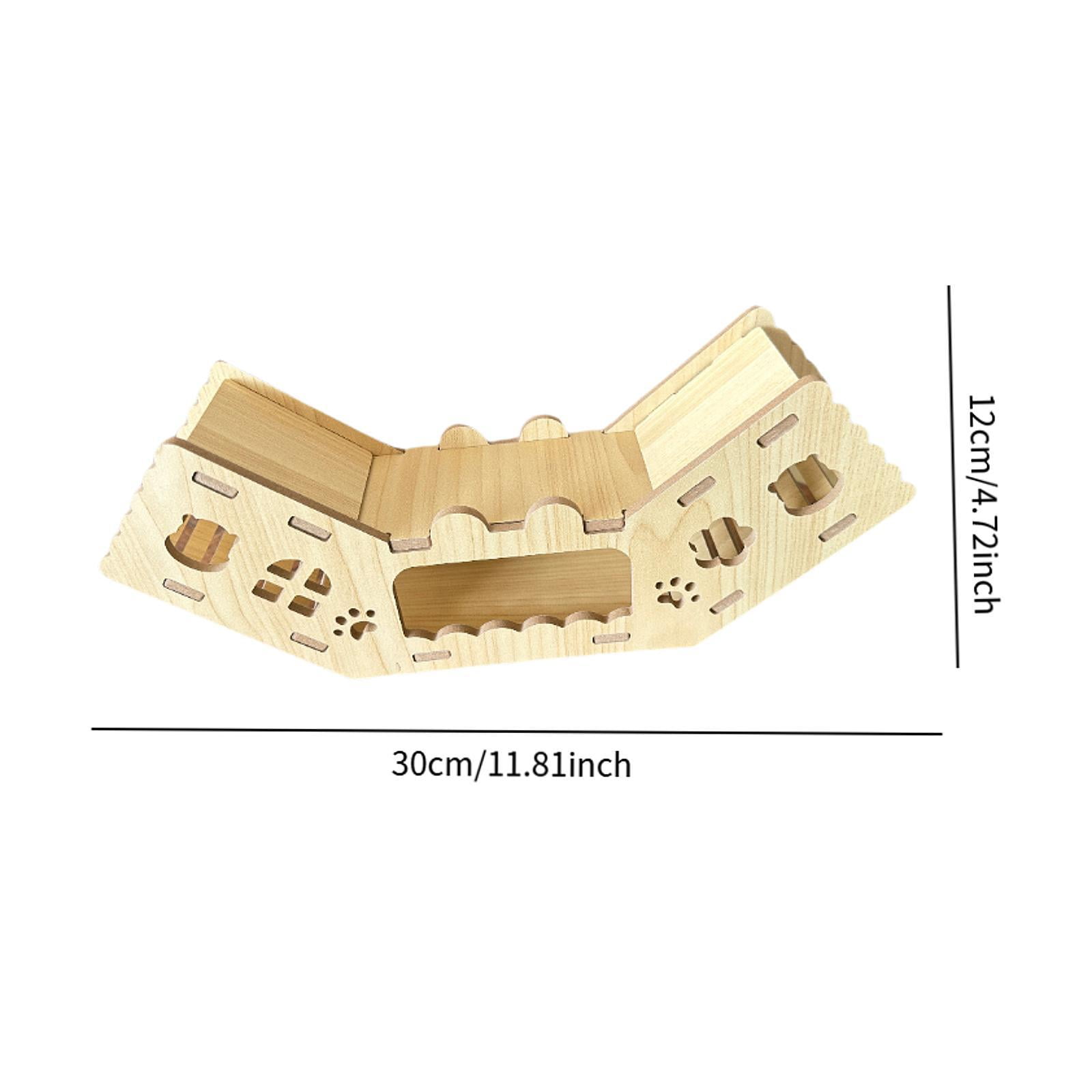 Wooden Pet Hamster Tunnel Hideout Multi Chamber Structure for Gerbil Play and Enrichment Cage Scenery