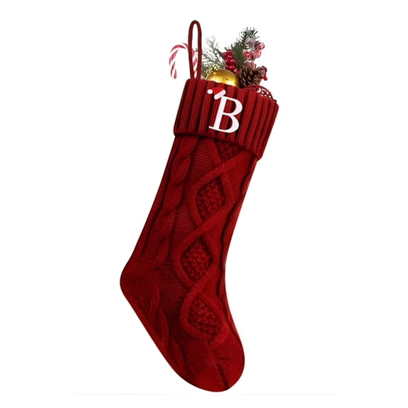 BESTSKY Personalized Christmas Stockings with Initials,18 Inches Large Embroidered Monogrammed Cable Knit Christmas Stocking for Family,Xmas Holiday Party Gifts&Decoration for Fireplace