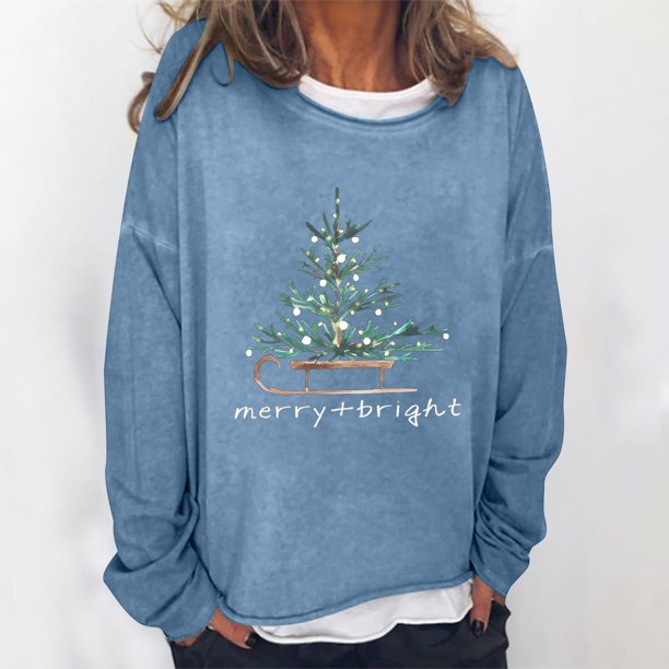 Pntutb Mujeres Imprimir Cuello Redondo Manga Larga Loosen Single Sudadera tops Pullover Blusa Pntutb Pntutb-1343