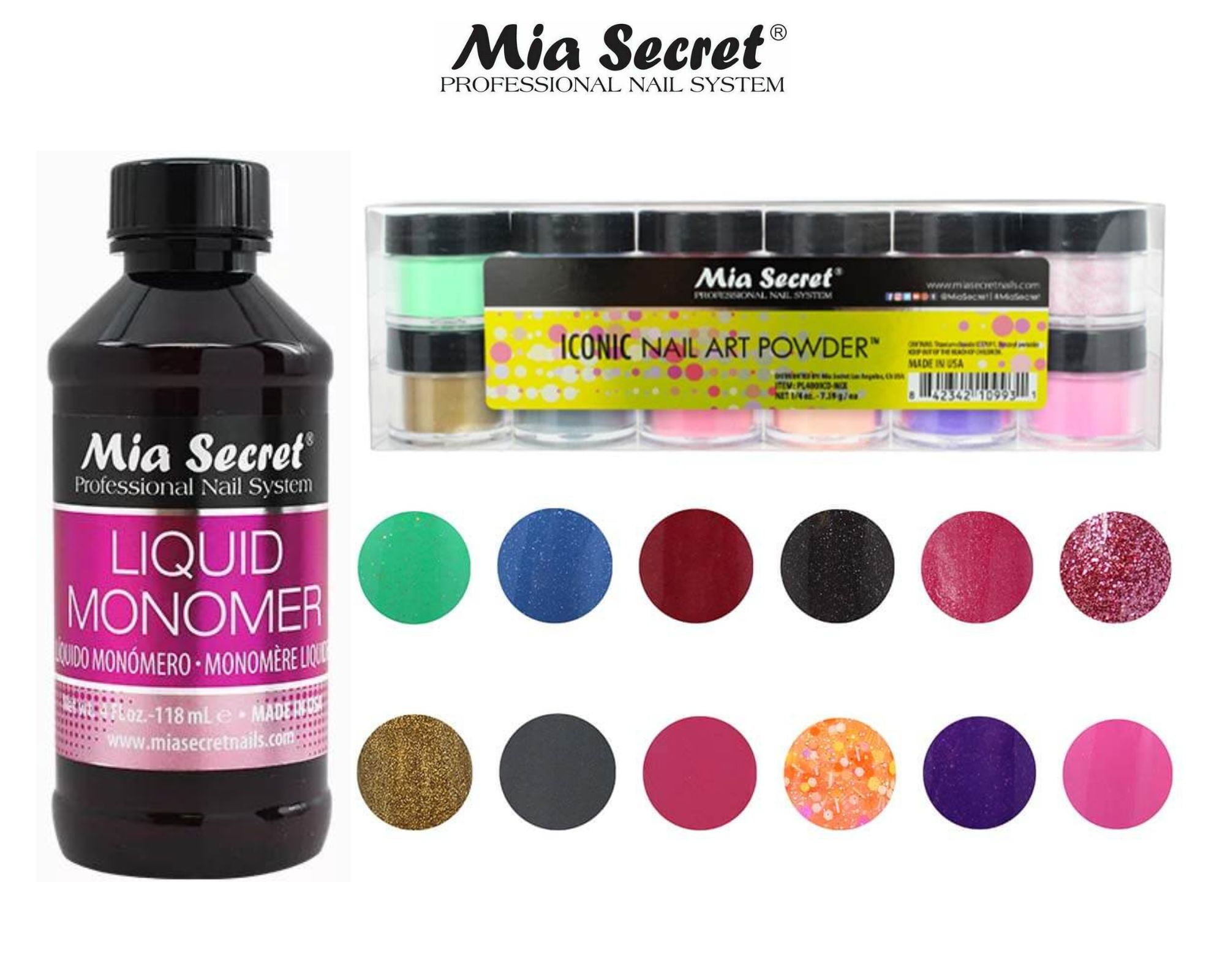 Mia Secret - Monomer 4 oz + Iconic 12 Colors Set