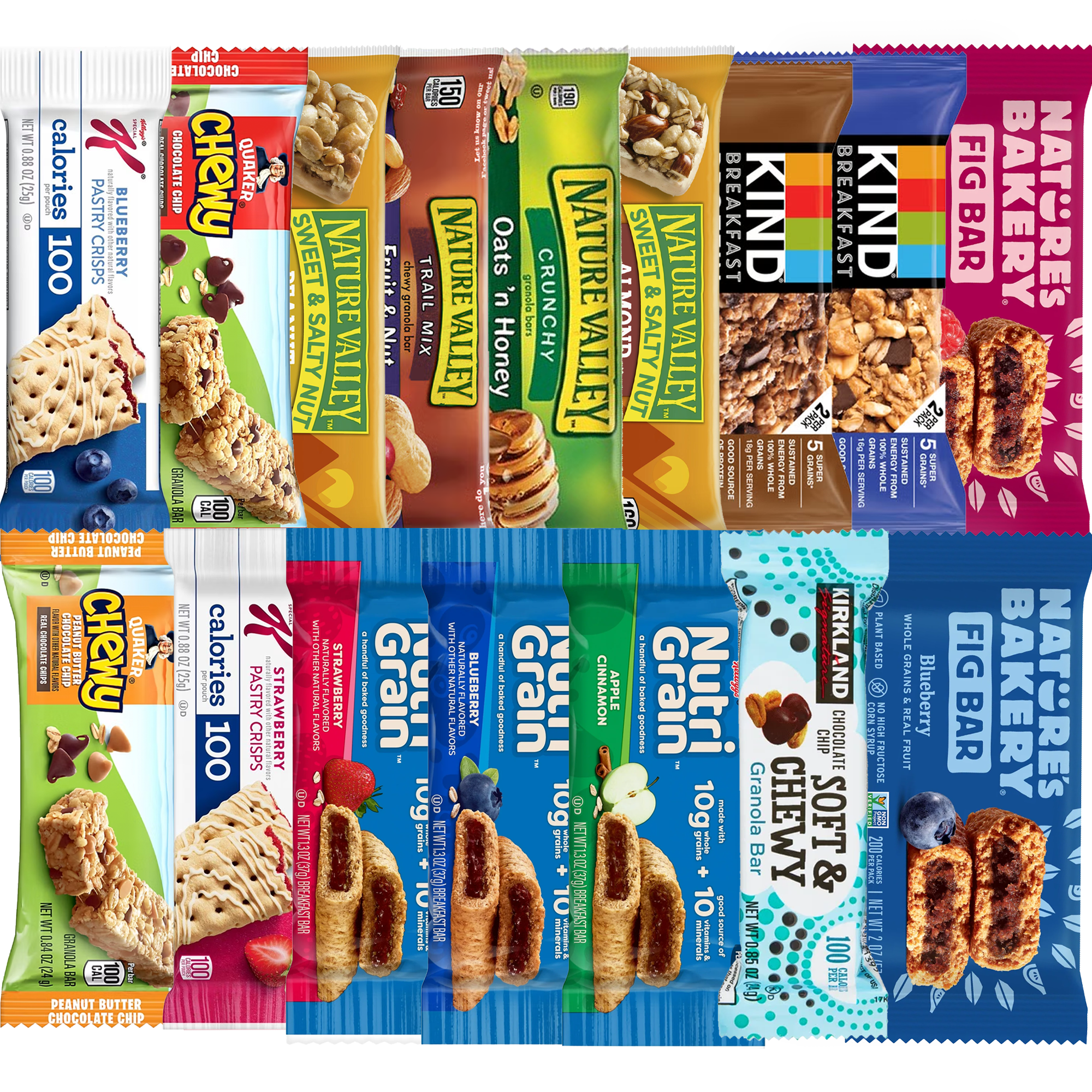 Granola Bars Bulk Variety Pack – 65 Count Healthy Granola Bars Variety Snack Box – Office Snacks & Healthy Breakfast Bars for Adults and Kids – Grab and Go Assorted Flavors