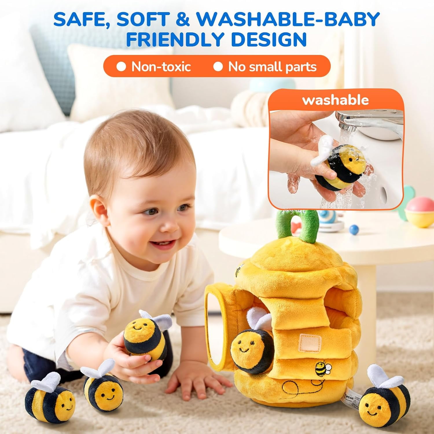 HaCpiu Baby Toys 6-12 Months, Soft Montessori Toy for Babies 6-12 Months & 1-3 Year Old Toddlers, Sensory Toys for Season Present, Children's Day & Basket Stuffer