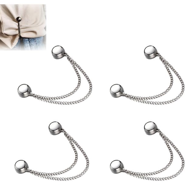 Clips magnéticos multifunción para ropa, clips magnéticos para ropa Propositiony, paquete de 4 potentes imanes Hijab con cadena, clips de botones de mayor resistencia (4PCS-B)