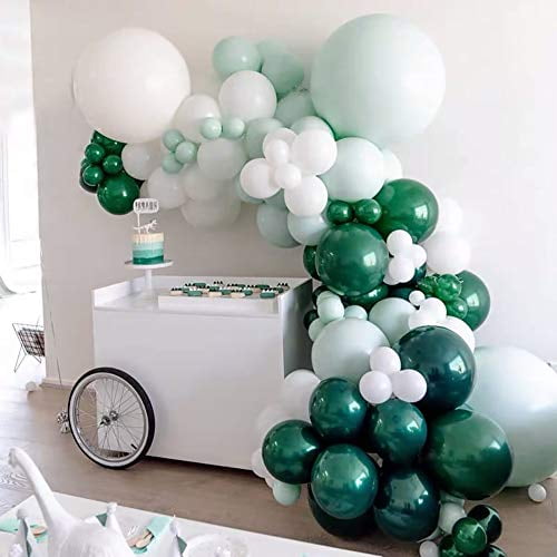 Green White Balloons Arch Garland Kit Latex White Mint Green and Dark