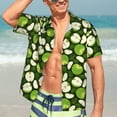 thumbnail image 7 of Fuzoiu Green Fruit Print Hawaiian Shirt for Men, Summer Beach Casual Short Sleeve Button Down Shirts, Men’s Beach Summer Shirts with Pocket,Large, 7 of 7