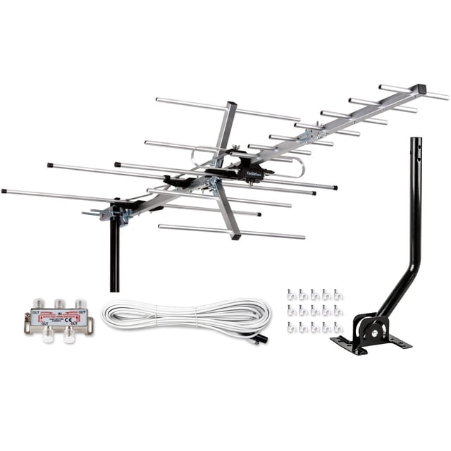 Five Star Yagi - Antena de TV satélite HD de hasta 200 millas de largo alcance, soporte en ático o t