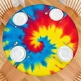 thumbnail image 2 of Colorful Rainbow Tie Dye Spiral Pattern Round Fitted Tablecloth with Elastic Edge,Dining Table Cover Waterproof,Outdoor Round Tablecloth for Camping,Dining,Indoor and Outdoor, 2 of 7