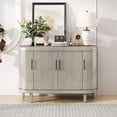 thumbnail image 2 of Modern Curved Sideboard 47.2-Inch Decorative Storage Cabinet Wooden Console Table Coffee Bar Cabinet with 4 Doors and Adjustable Interior Shelves for Living Room, Kitchen, Bedroom, Hallway(Champagne), 2 of 11