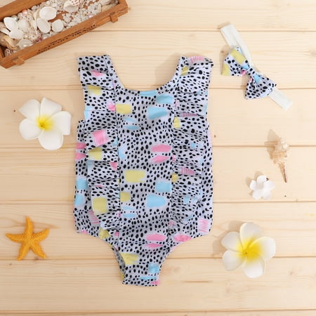 

Cathalem Girls One-piece Swimsuits Kid Bathing Suits Two Piece Printed Dot Toddler Swimsuit Swimwear Ruffles Baby Piece One Girls Girls Girls Swim 10 12 White 2-3 Years