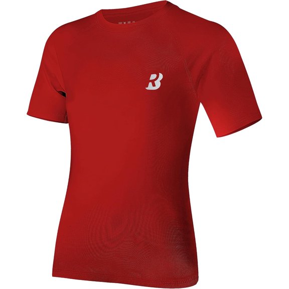 Roadbox Boys Youth Compression Shirt - Short Sleeve Undershirt for Kids Quick Dry Athletic Baseball T-Shirt Base Layer