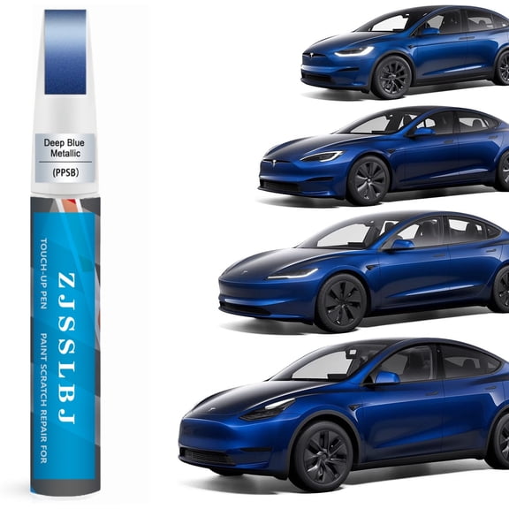 Car Touch Up Paint(Deep Blue Metallic(PPSB)) for Tesla Model Y/3/S/X, 2 in 1 DIY Car Paint Scratch Repair Kit with Pen Tip & Brush, Scratch Remover Pen with Color-Matched for Tesla