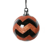 Vickerman 4.7" Black Orange Round Ornament, 3 per bag.