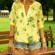 thumbnail image 4 of Tejiojio Women's V-Neck Loose Fit Solid Color Blouse Short Sleeve Button-Down Casual S-2XL, 4 of 9