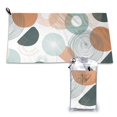 thumbnail image 1 of YFYANG Adult Microfiber Portable Travel Towel, Abstract Line Geometric Pattern Quick Dry Towel with Hiking Buckle PVC Pouch, 16" x 31.5", 1 of 6