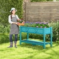thumbnail image 3 of PetFurnishn HIPS Raised Garden Bed, Elevated Planter Box w/Legs, Storage Shelf, Drainage Holes, Weather-Proof Standing Raised Beds for Backyard Porch Balcony Flower Herb (Blue, 44" x 18" x 29"), 3 of 18