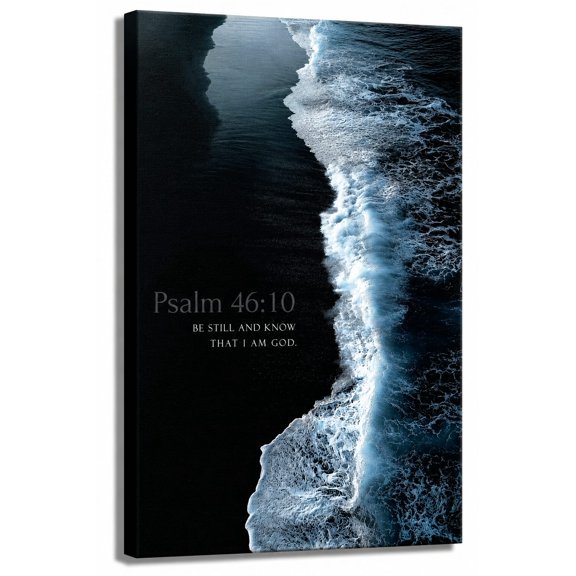 Psalm 46:10 Be Still Beach Landscape Christian Framed Canvas Wall Art, Bible Verse Scripture Home Decor for Office Living Room Bedroom, Inspirational Religious Wall Decor Gift