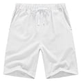 thumbnail image 2 of QPNGRP Men's Linen Cotton Casual Classic Fit Shorts Flat Front Drawstring Summer Beach Shorts with Pockets White XXL, 2 of 5