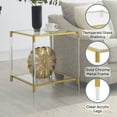 thumbnail image 3 of Royal Crest Two-Tier Acrylic Clear Glass Square End Table in Gold Chrome Finish, 3 of 5