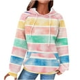 thumbnail image 2 of Byworldtasic Women's Waffle Knit HoodieWomen's Stripe Color Block Pullover Sweatshirt Plus Size Drawstring Hooded Sweatshirts Casual Long Sleeve Loose Fit Hoodies, 2 of 5