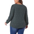 thumbnail image 3 of Agnes Orinda Women's Plus Size Top Long Sleeve Pleated Notch V Neck Floral Tunic Dressy Casual Blouses 1X Black Blue, 3 of 6