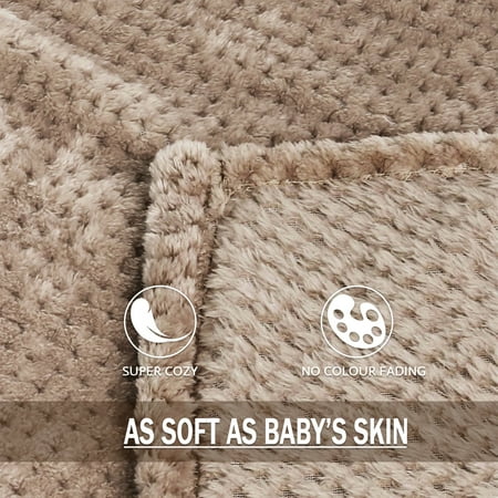 Exclusivo Mezcla Waffle Textured Extra Large Fleece Blanket, Super Soft and Warm Throw Blanket for Couch, Sofa and Bed (Camel, 50"x70")-Cozy, Fuzzy and Lightweight