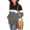thumbnail image 5 of Anbech Color Contrast Womens Hoodie Tops Stitching Causal Sweatshirt Long Sleeve Drawstring Hooded, 5 of 9