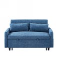 thumbnail image 2 of Harper & Bright Designs 55.1" Pull Out Sleep Sofa Bed Loveseats Sofa Couch with Adjsutable Backrest, Storage Pockets, 2 Soft Pillows for Living Room, Bedroom, Apartment, Office, Blue, 2 of 16