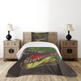thumbnail image 4 of Ambesonne Dinosaur Quilted Bedspread Set 2 Pcs, Aggressive Wild T-Rex, Twin Size, Dark Brown Fern Green, 4 of 5