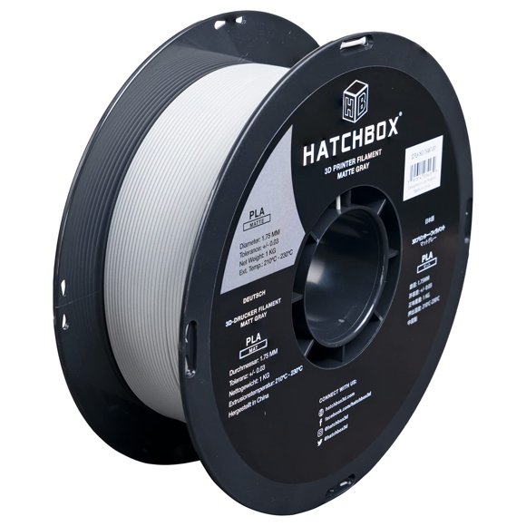 Hatchbox Filamento Para Impresora 3D Pla Mate Precisión Dimensional +/- 0,03 Mm Bobina De 1 Kg 1,75 Mm Gris