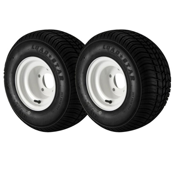 2 Pack - 18.5X8.5-8 Loadstar Trailer Tire LRC on 5 Bolt White Wheel