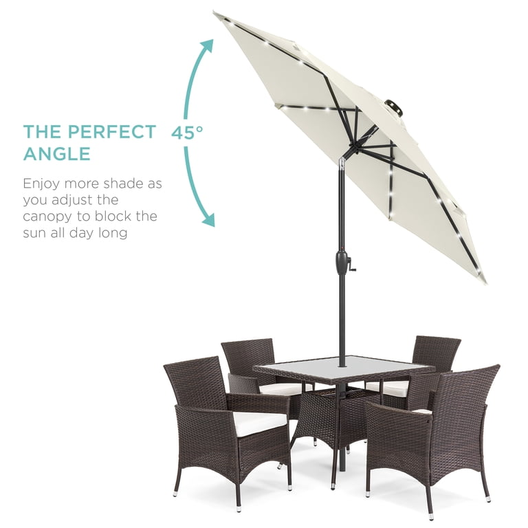 best choice patio umbrella 7ft Products 7.5ft Solar LED Lighted Umbrella, Table Market Umbrella with Tilt and Crank, Outdoor Umbrella for Garden, Deck, Backyard, Pool and Beach Enjoy ultimate UV protection as the fabric shade made from quality polyester to diffuse sunlight Best Choice Products 7.5ft Heavy-Duty