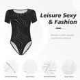 thumbnail image 4 of Balery Abstract Black And White Waves Body de cuello redondo de manga corta para mujer Tops de manga corta Tops básicos-XX-Large, 4 of 7