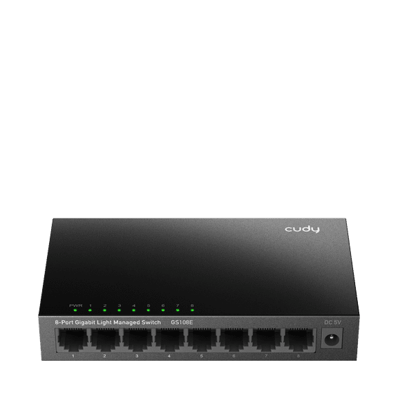Cudy GS108E 8-Port Gigabit Intelligent Managed Switch, Metal Casing, Supports VLAN/QoS/Port Aggregation, Web Management, Desktop/Wall Mount.