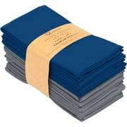 Ruvanti Cloth Napkins Set of 12, 18x18 inches Napkins Cloth Washable, Soft, Durable, Absorbent, Cotton Blend. Table Dinner Napkins Cloth for Hotel, Lunch, Restaurant, Wedding Parties - Blue & Grey