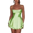 thumbnail image 4 of Fanvereka Vestido de verano Y2k para mujer, sin tirantes, con hombros descubiertos, color sólido, acanalado, acampanado, mini vestido de fiesta club, 4 of 5
