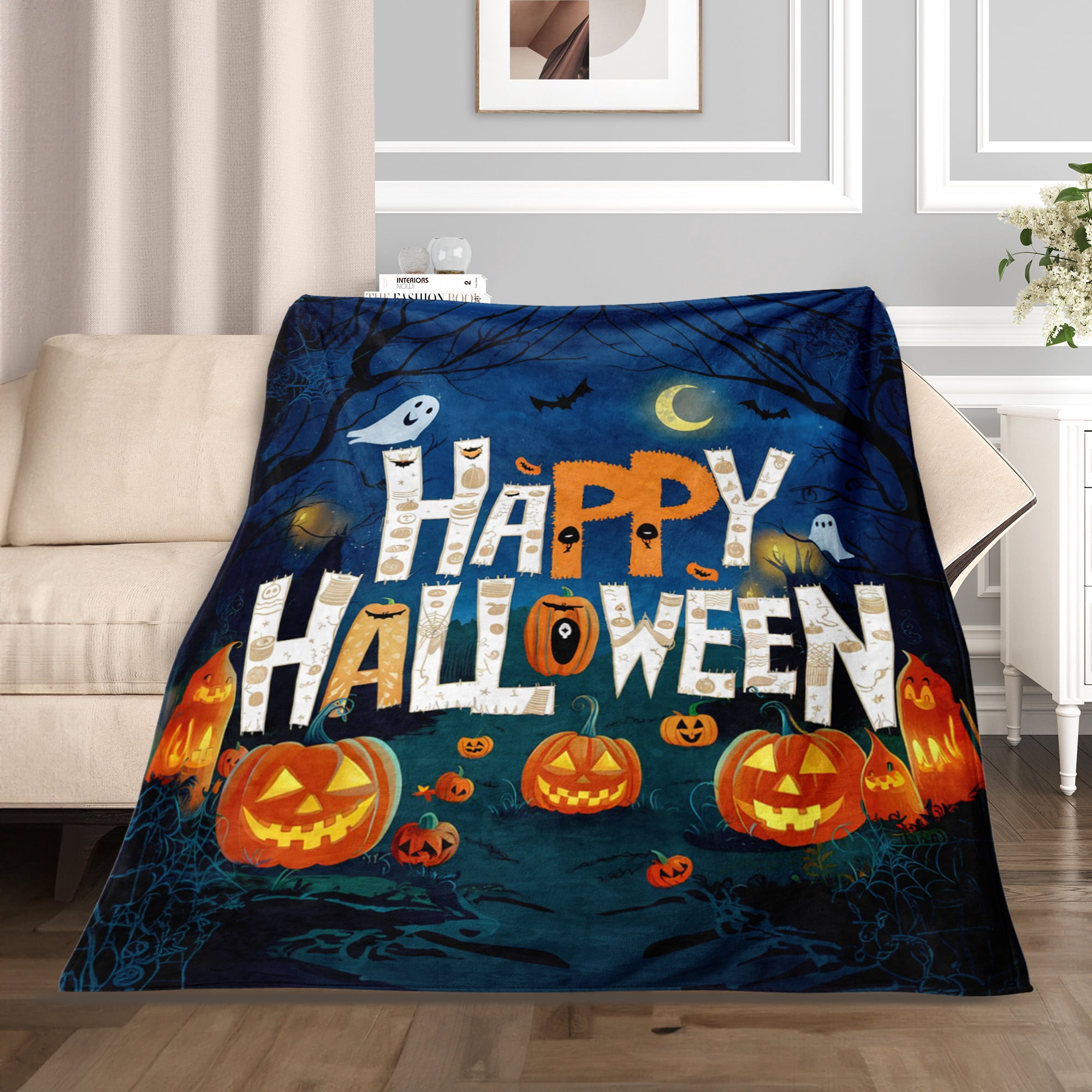 Fun Printed Halloween Throw Blanket, Soft Warm Cozy Flannel Blanket for Bedroom, Living Rooms, Couch,Sofa, Home Decor,30 x 40 in